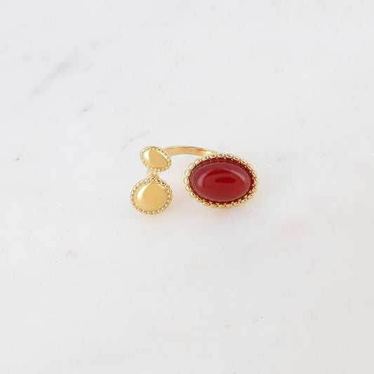 Bague avec 3 pièces ovales avec pierre naturelle - Cornaline