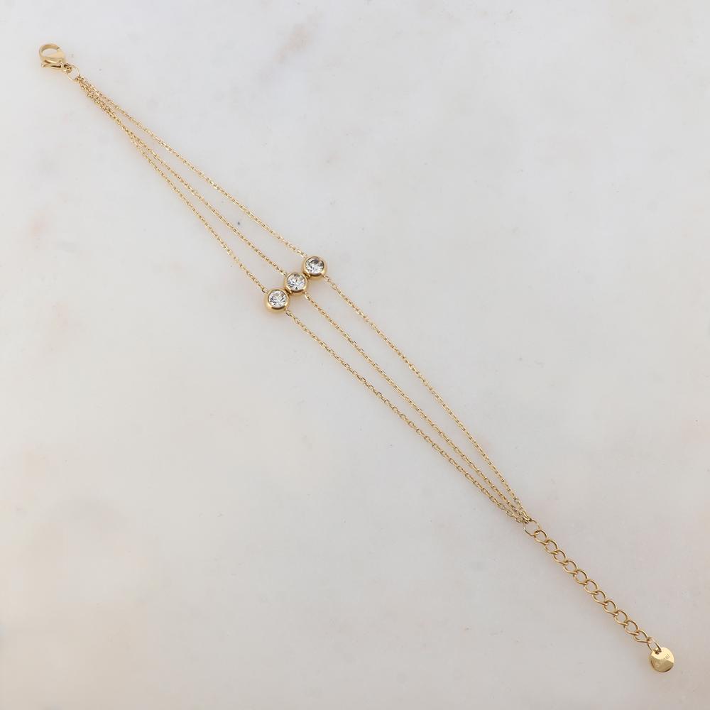 Bracelet trois rangs avec 3 strass