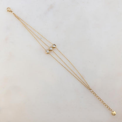Bracelet trois rangs avec 3 strass