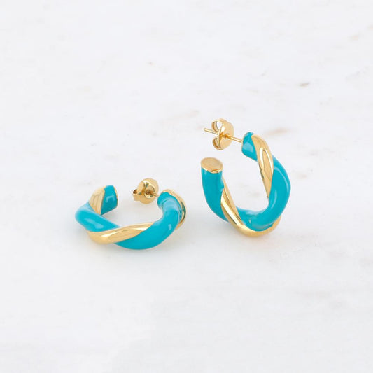 Créoles à puce torsadées émaillées (2.6CM)