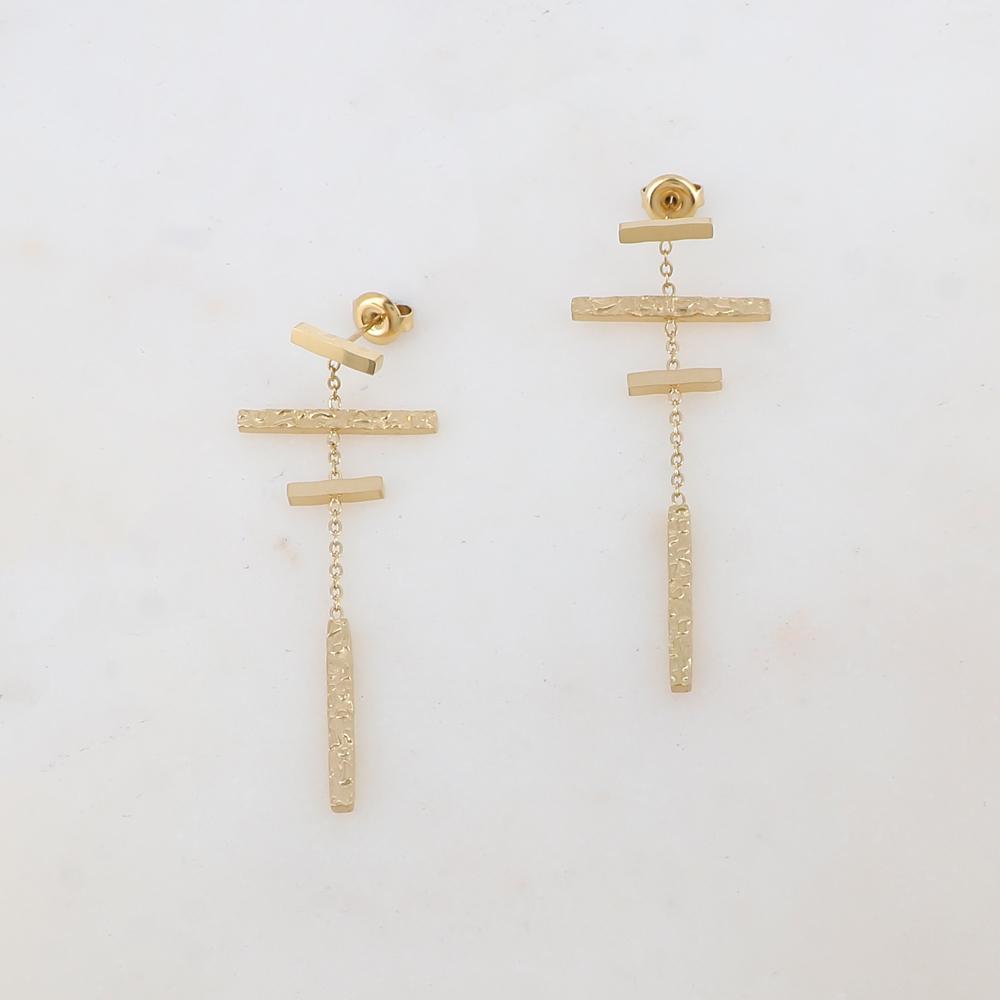 B.O à puce avec une chaîne et 4 barres : 2 lisses et 2 martelées 2,1 x 5,4 cm