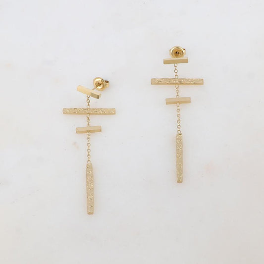 B.O à puce avec une chaîne et 4 barres : 2 lisses et 2 martelées 2,1 x 5,4 cm