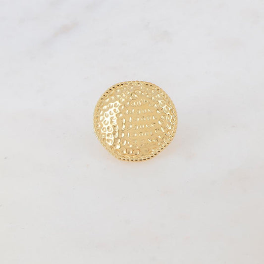 Bague fine avec pièce ronde martelée