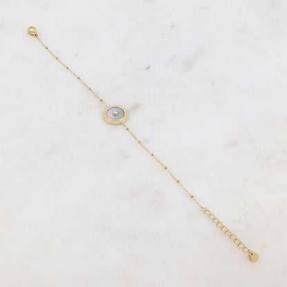 Bracelet avec pampille ronde, strass, nacre