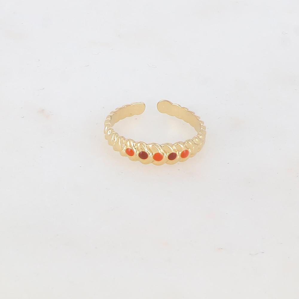 Bague ajustable motif graphique et émaillée