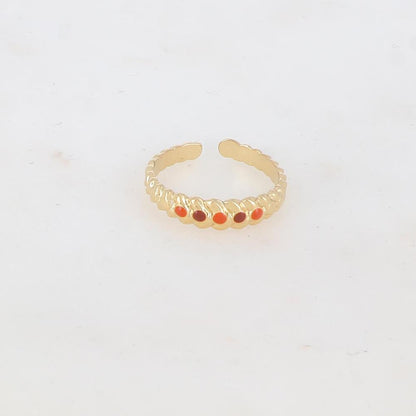 Bague ajustable motif graphique et émaillée