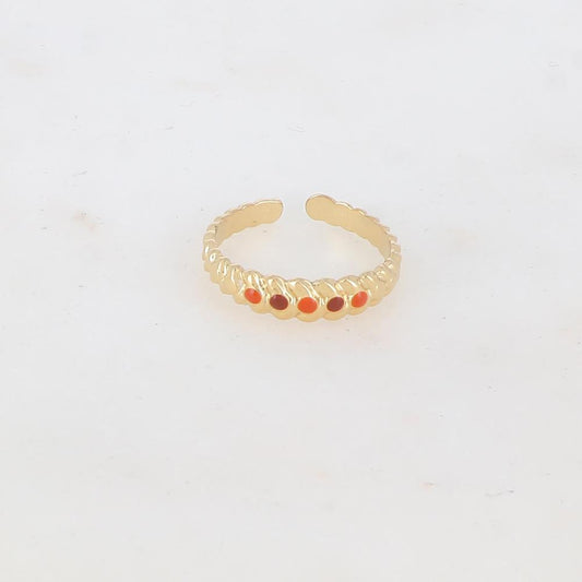 Bague ajustable motif graphique et émaillée