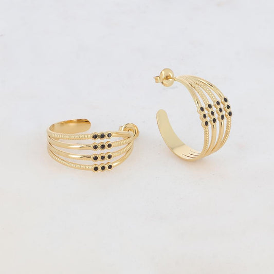 Créoles à puce 4 rangs avec 12 strass (2.8CM)