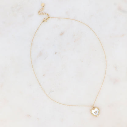Collier doré avec cœur nacré et étoile 40+5 cm