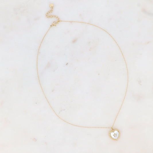 Collier doré avec cœur nacré et étoile 40+5 cm