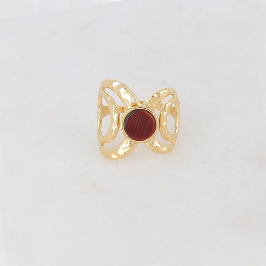 Bague ajourée avec pierre naturelle - Oeil de tigre