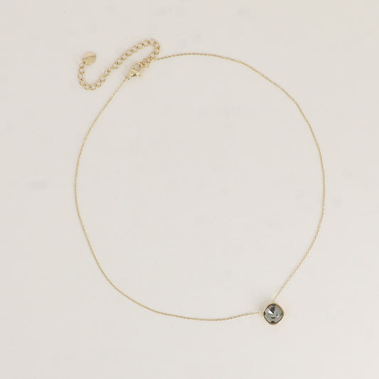 Collier orné de cristal de Swarovski® 8 mm - Longueur de chaîne : 39+5 cm - Diamètre du cristal : 8 mm - Black diamond