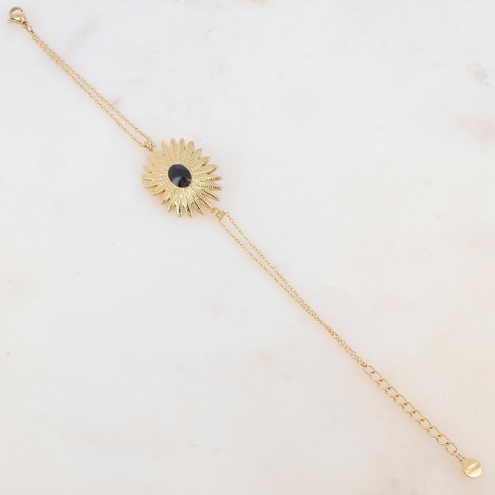 Bracelet deux rangs avec feuillage émaillé