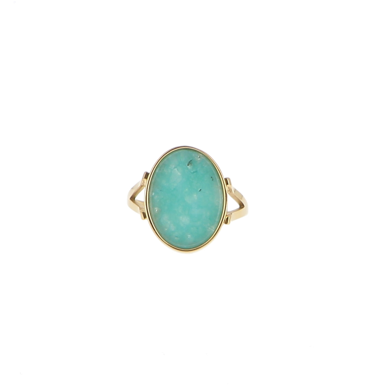 Bague ovale ajustable en pierre naturelle - Amazonite