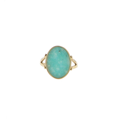 Bague ovale ajustable en pierre naturelle - Amazonite