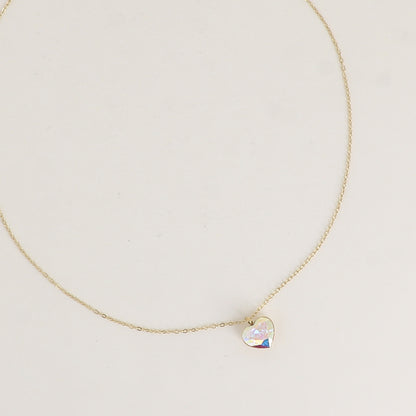 Collier avec cœur de 10mm en cristal de Swarovski® - 37+7 cm - AB
