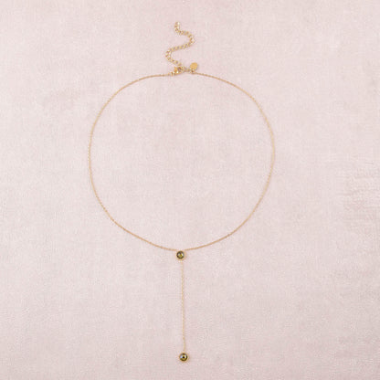 Collier Y - Orné de cristaux de Swarovski® - 40+7 cm - Longueur de chaîne pendante : 6 cm - Dimensions des cristaux : 5x5 mm - Kaki