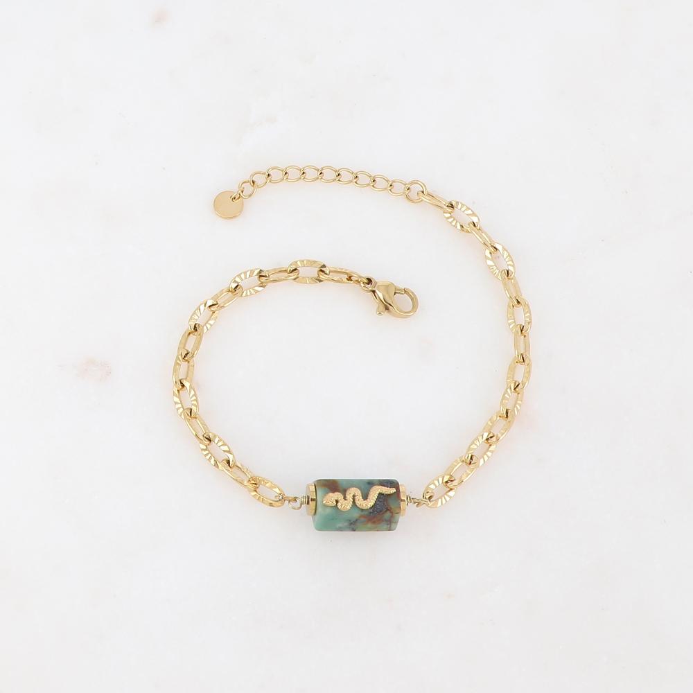 Bracelet en maille avec pierre naturelle et serpent - Turquoise africaine
