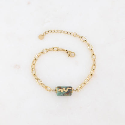 Bracelet en maille avec pierre naturelle et serpent - Turquoise africaine