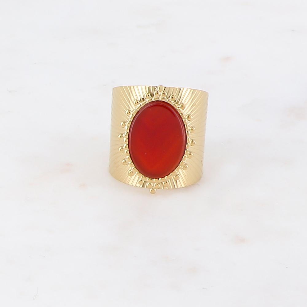 Bague ajustable avec une pierre naturelle - Cornaline