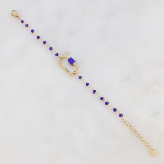 Bracelet avec perle en pâte de verre, boucle et strass