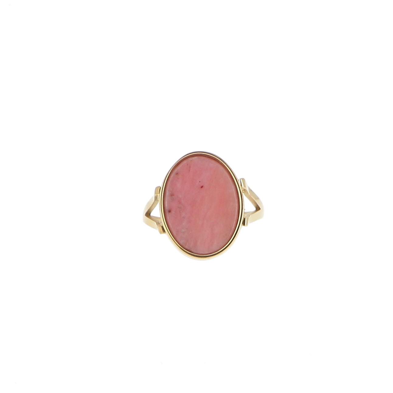 Bague ovale ajustable en pierre naturelle - Rhodonite