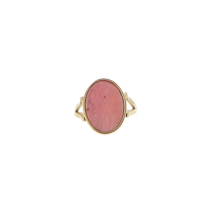 Bague ovale ajustable en pierre naturelle - Rhodonite