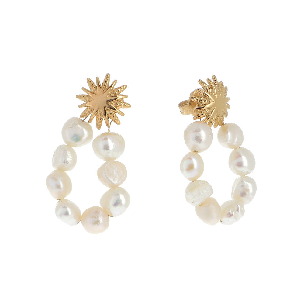 Boucles d'oreilles avec perles d'eau douce et étoile