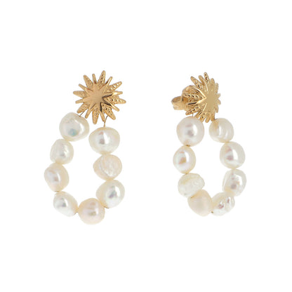 Boucles d'oreilles avec perles d'eau douce et étoile