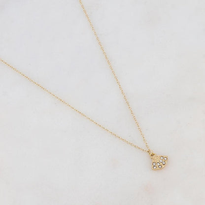 Collier doré avec un pendentif en forme géométrique orné de strass blancs 41+5 cm