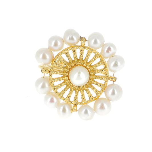 Bague en forme de fleur avec perles d'eau douce