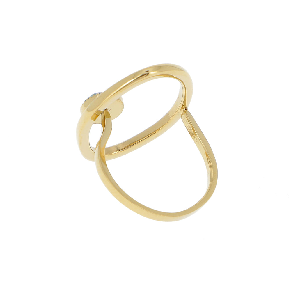 Bague ouverte avec pierre naturelle - Agate blanche
