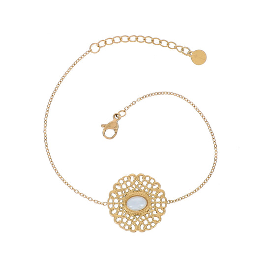 Bracelet avec rond ajouré et perle d'eau douce