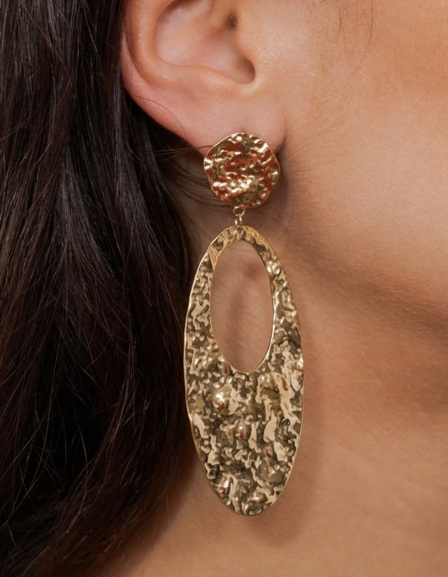 Boucles d'oreilles à puce Goutte effet martelé
