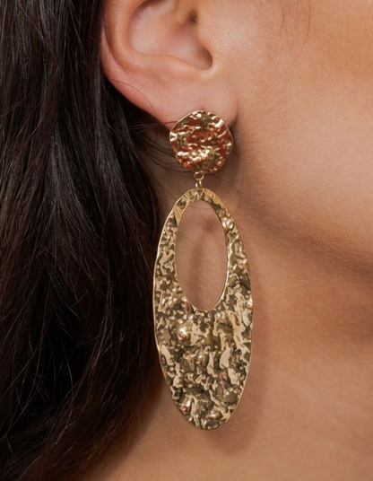 Boucles d'oreilles à puce Goutte effet martelé