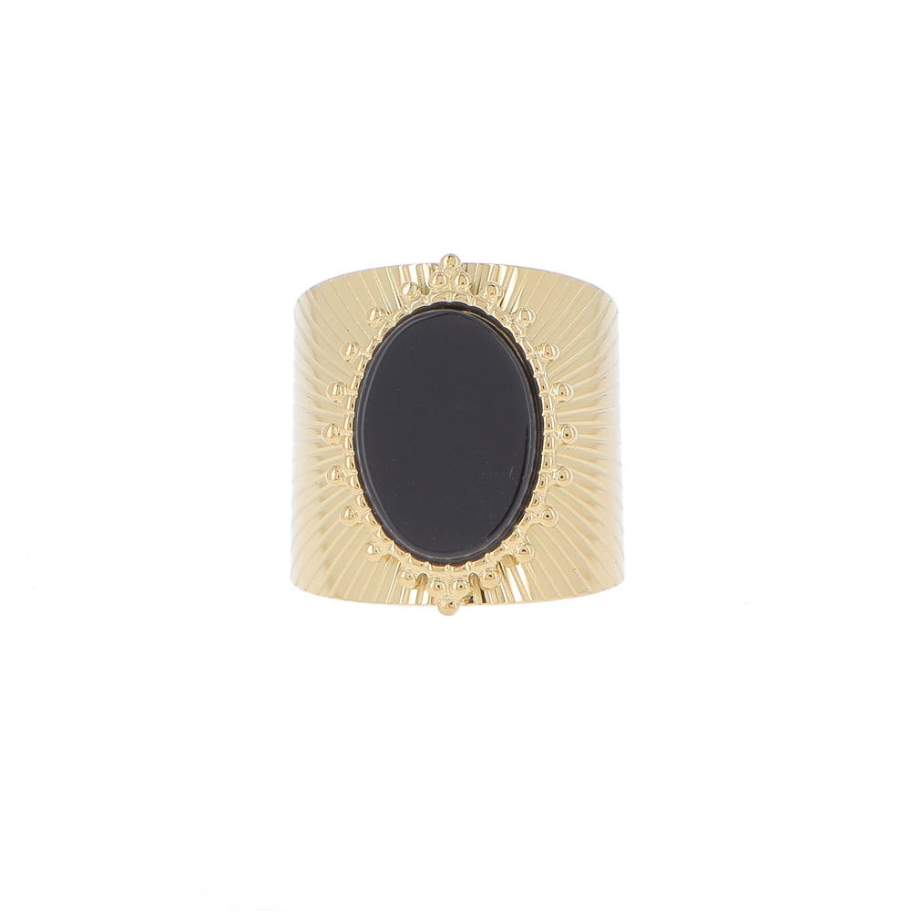 Bague ajustable avec une pierre naturelle - Onyx