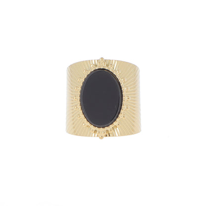 Bague ajustable avec une pierre naturelle - Onyx