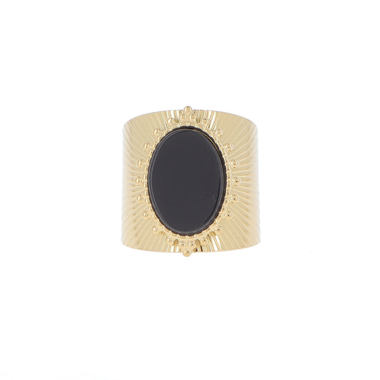 Bague ajustable avec une pierre naturelle - Onyx