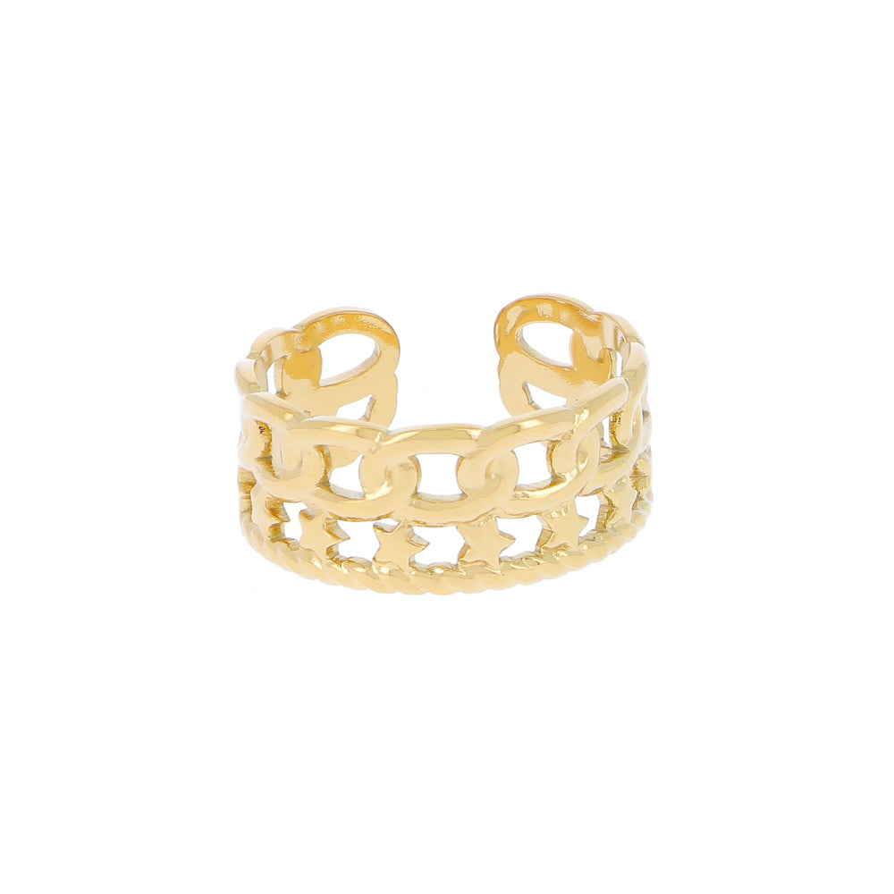 Bague chaîne avec étoiles