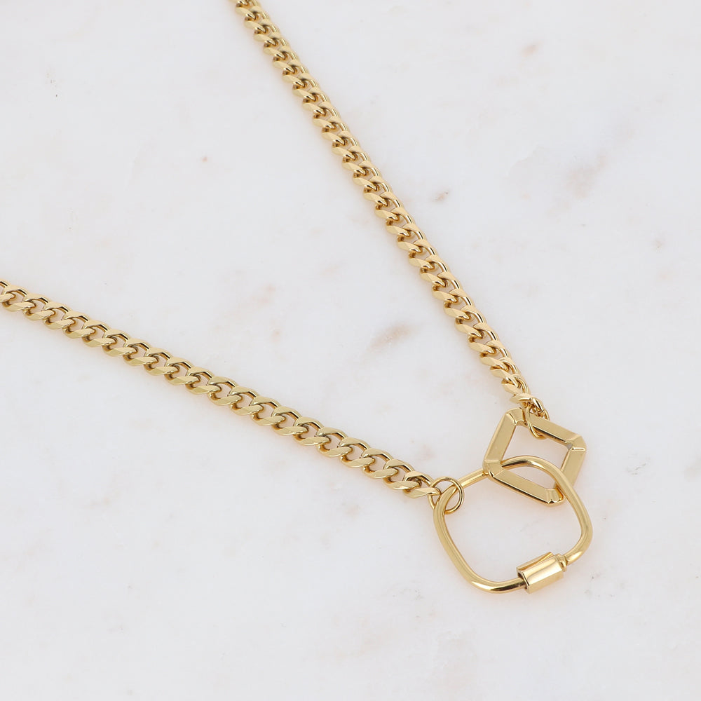 Collier en maille doré avec 2 anneaux 40+5 cm