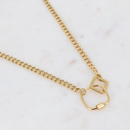 Collier en maille doré avec 2 anneaux 40+5 cm