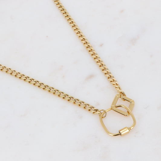 Collier en maille doré avec 2 anneaux 40+5 cm