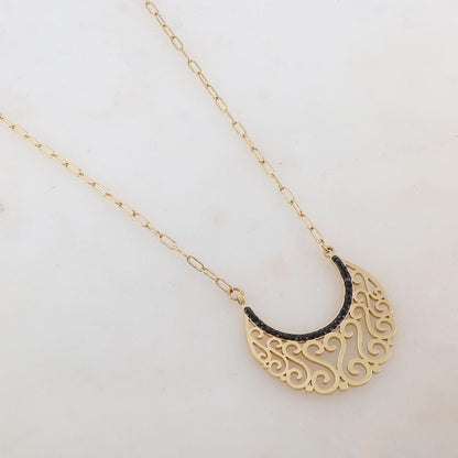 Collier avec pendentif ajouré et strass (40+5CM)