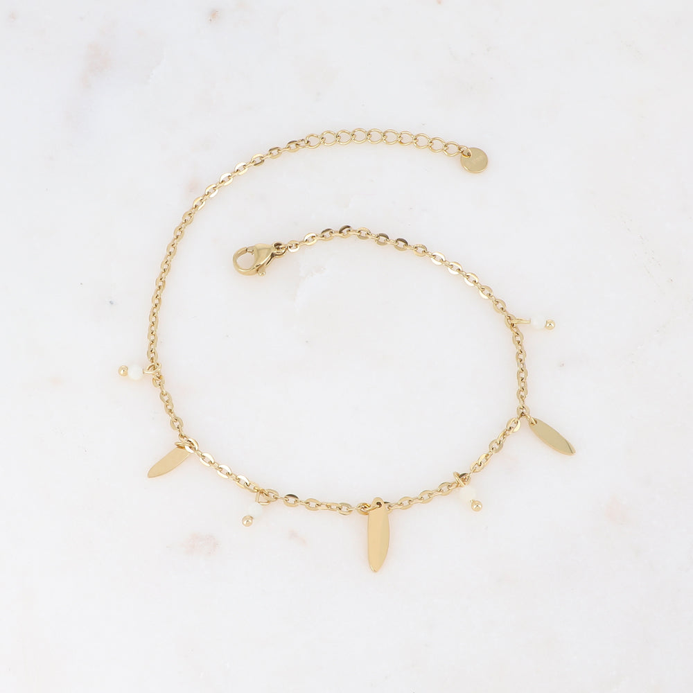 Chaîne de cheville avec pampilles et pierres naturelles(21+3CM)
