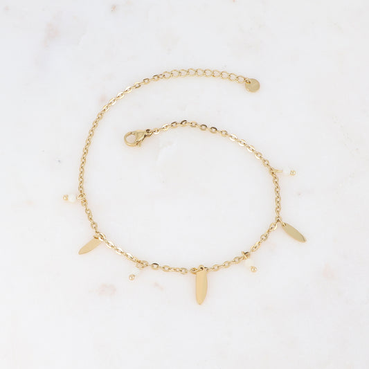 Chaîne de cheville avec pampilles et pierres naturelles(21+3CM)