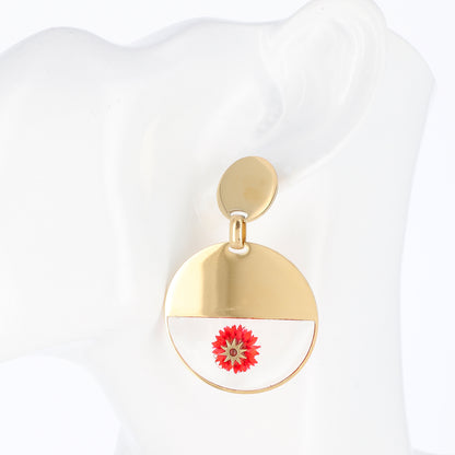 B.O avec verre transparent, étoile et fleur séchée 3 x 5,7 cm