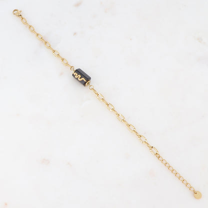 Bracelet en maille avec pierre naturelle et serpent - Onyx