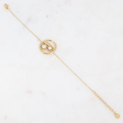 Bracelet avec pièce ronde ajourée - Nacre blanche