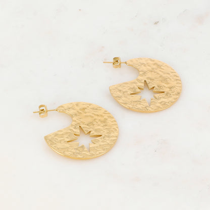 Boucles d'oreilles effet martelé avec étoile du Nord