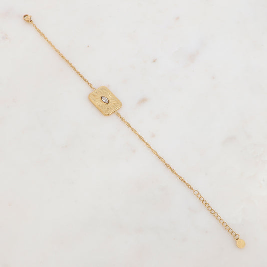 Bracelet avec pièce géométrique, fleur et strass
